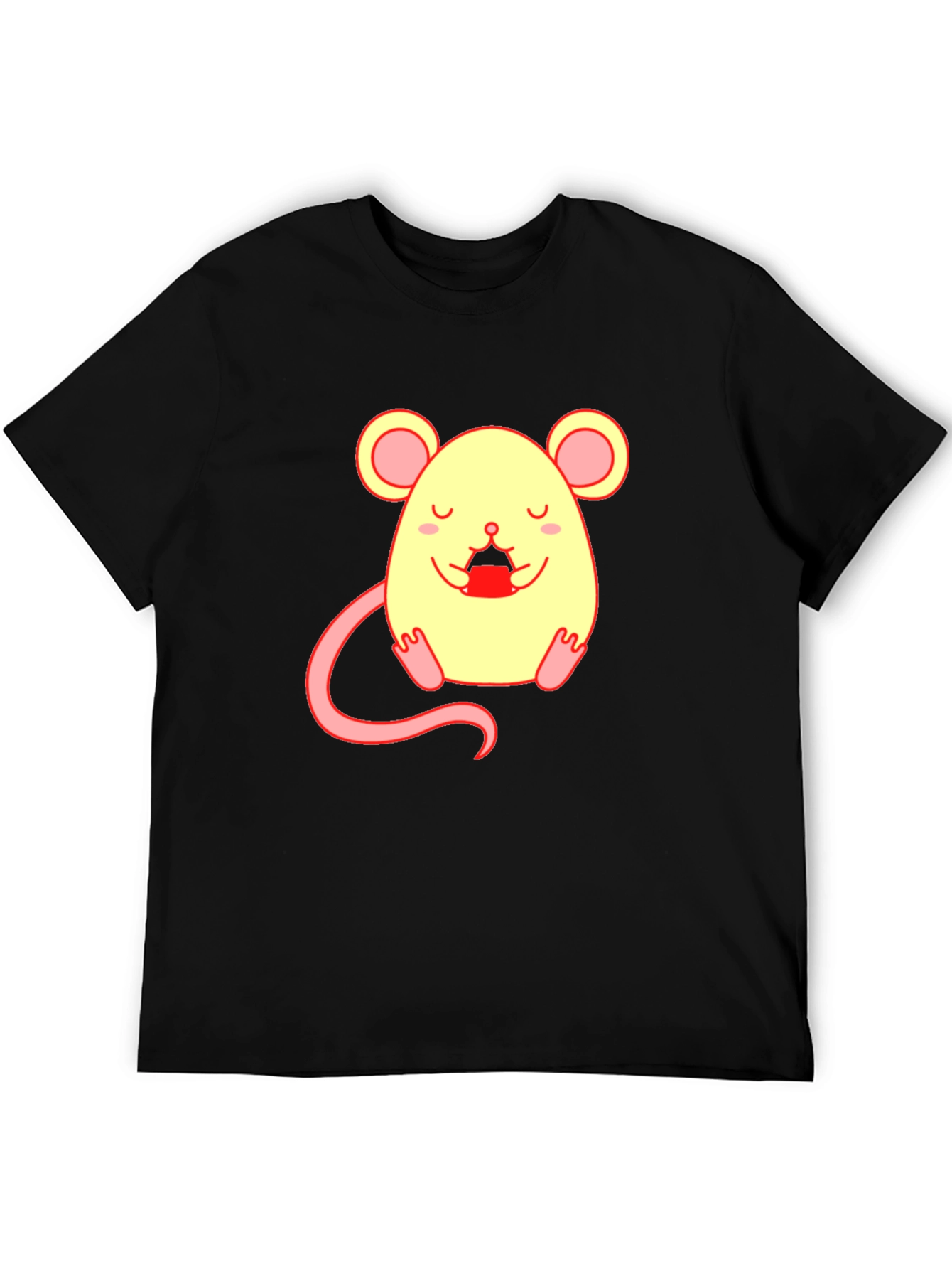 Cute Cartoon Mouse Graphic T-Shirt - Unisex Black Tee
