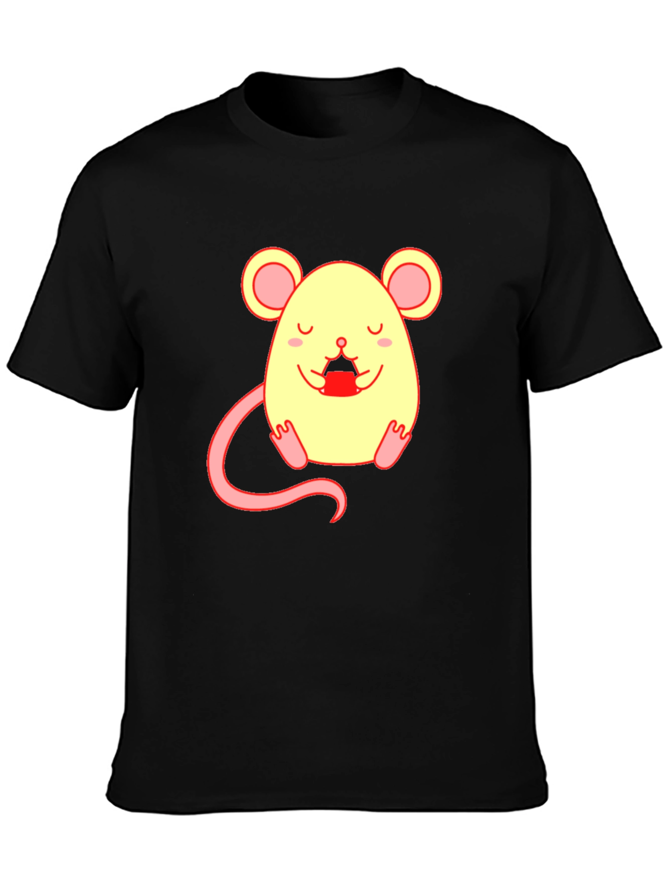 Cute Cartoon Mouse Graphic T-Shirt - Unisex Black Tee