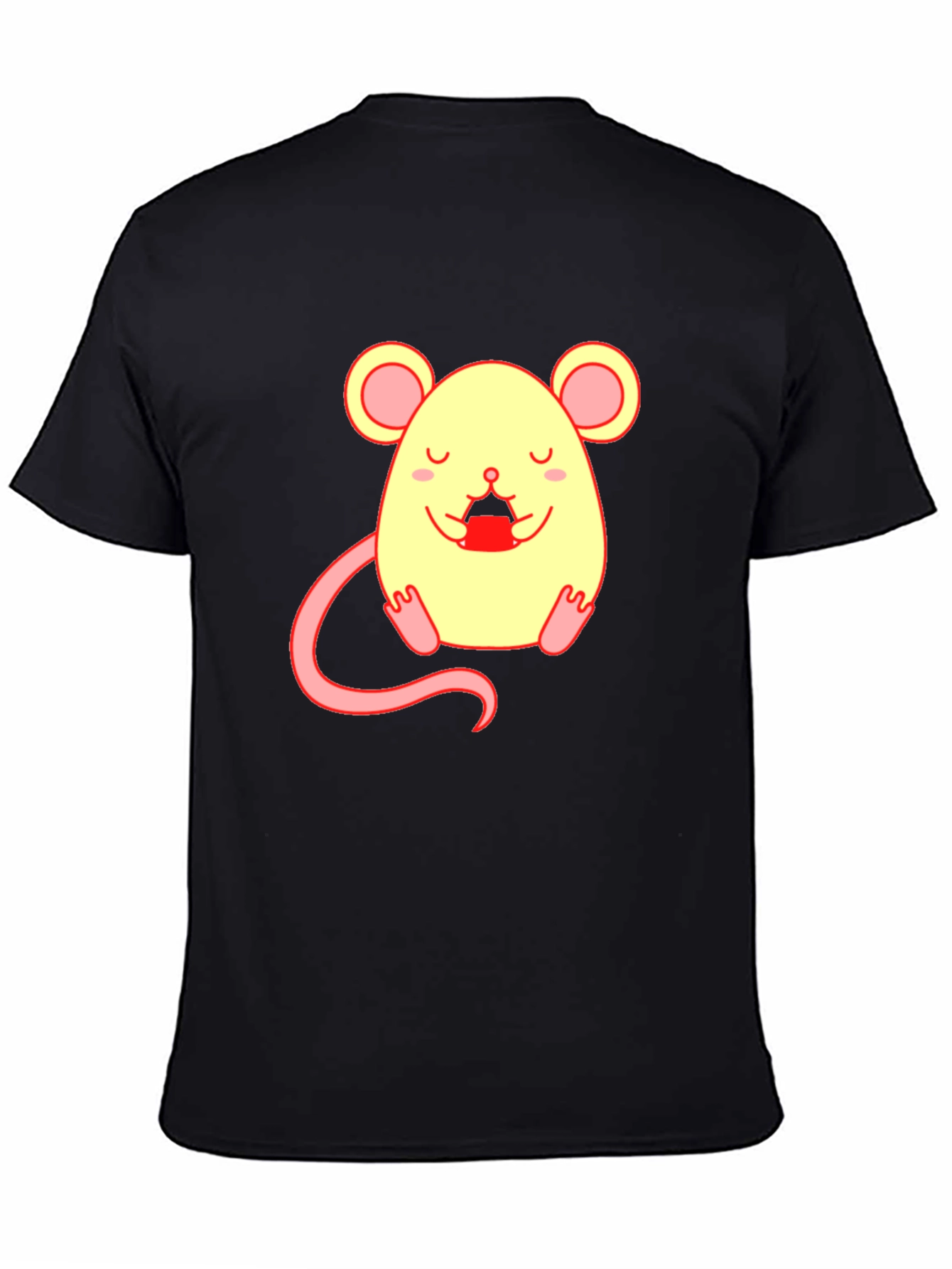 Cute Cartoon Mouse Graphic T-Shirt - Unisex Black Tee