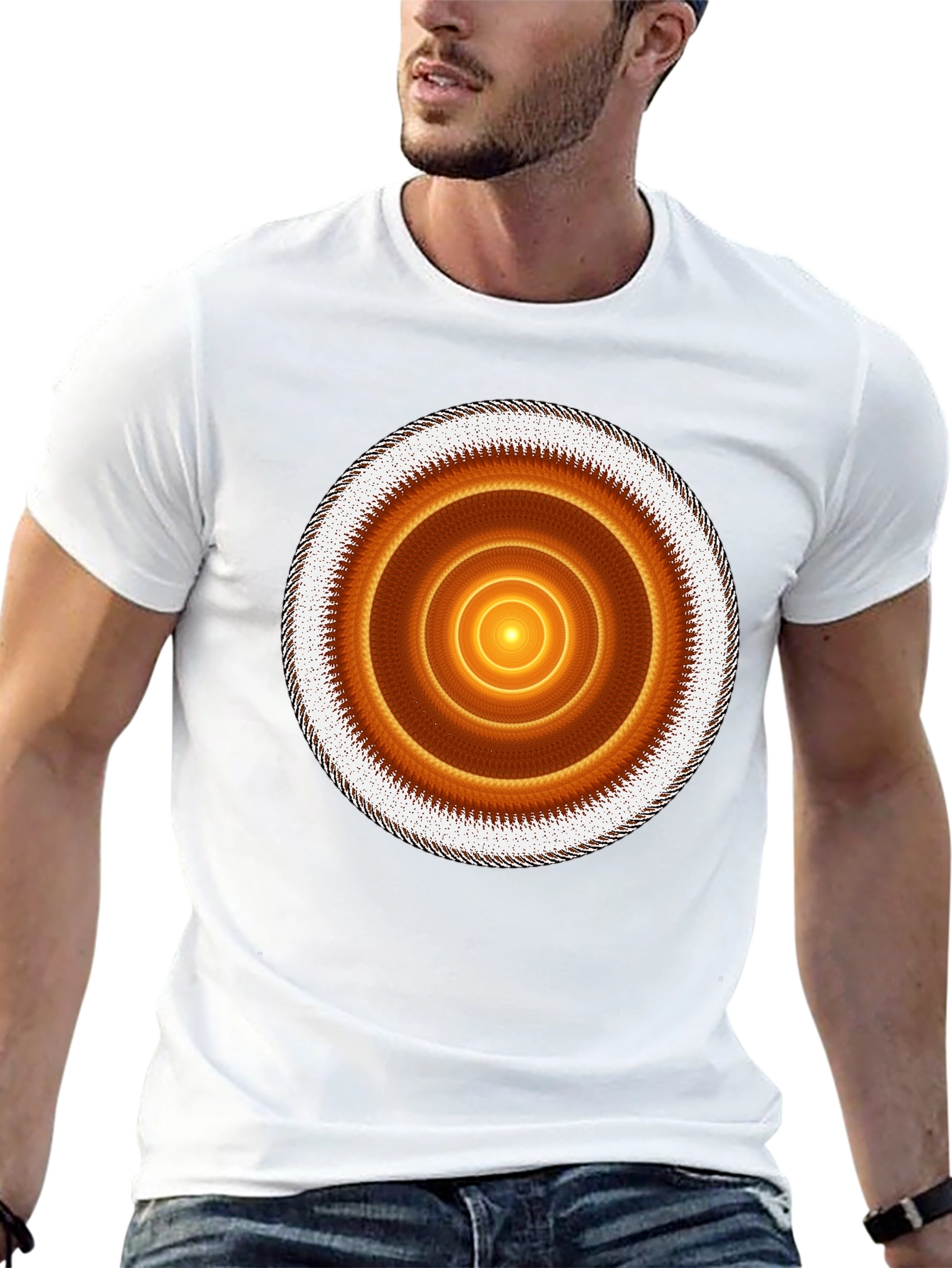 Geometric Circle Graphic Print Black T-Shirt