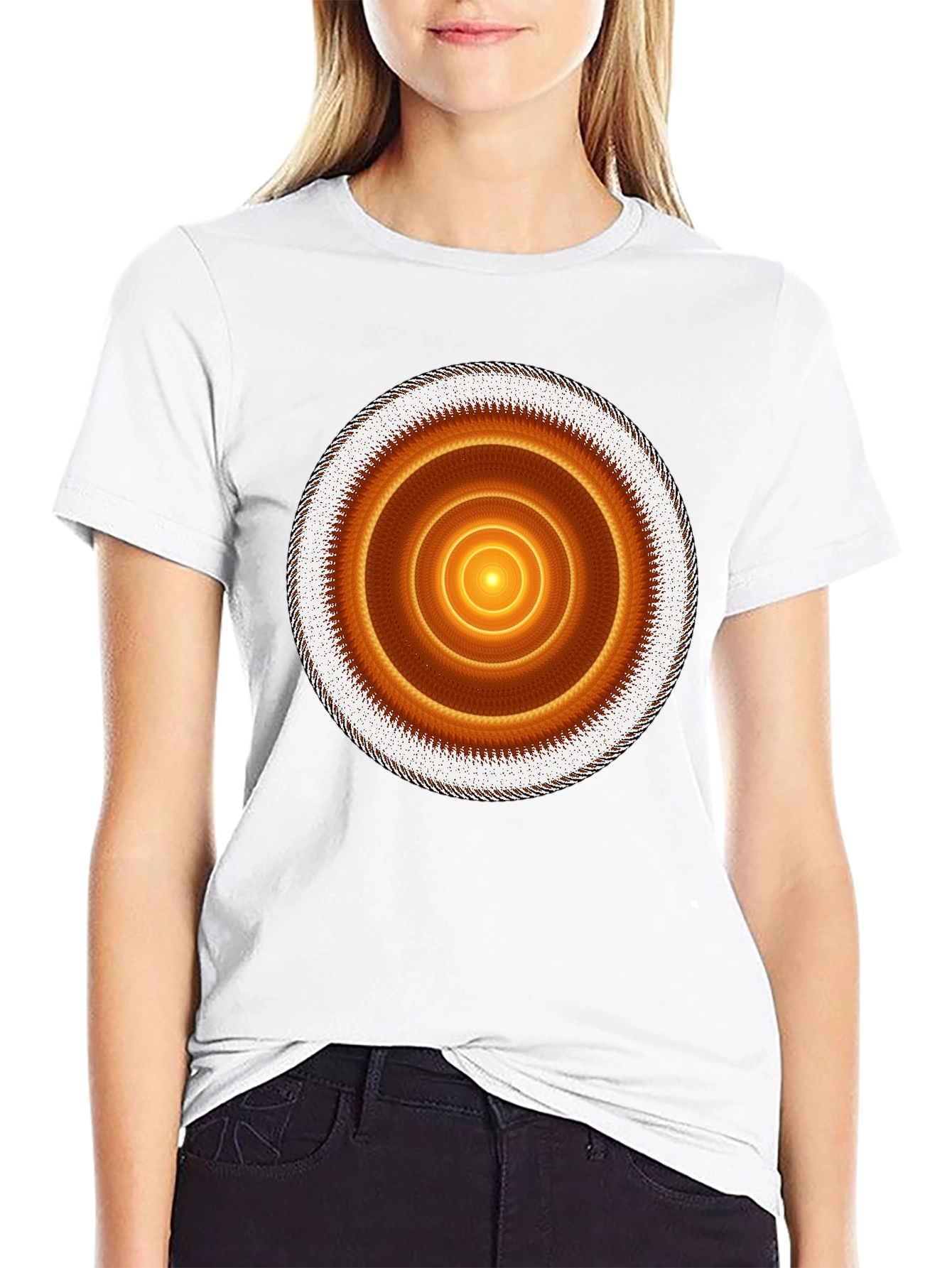 Geometric Circle Graphic Print Black T-Shirt