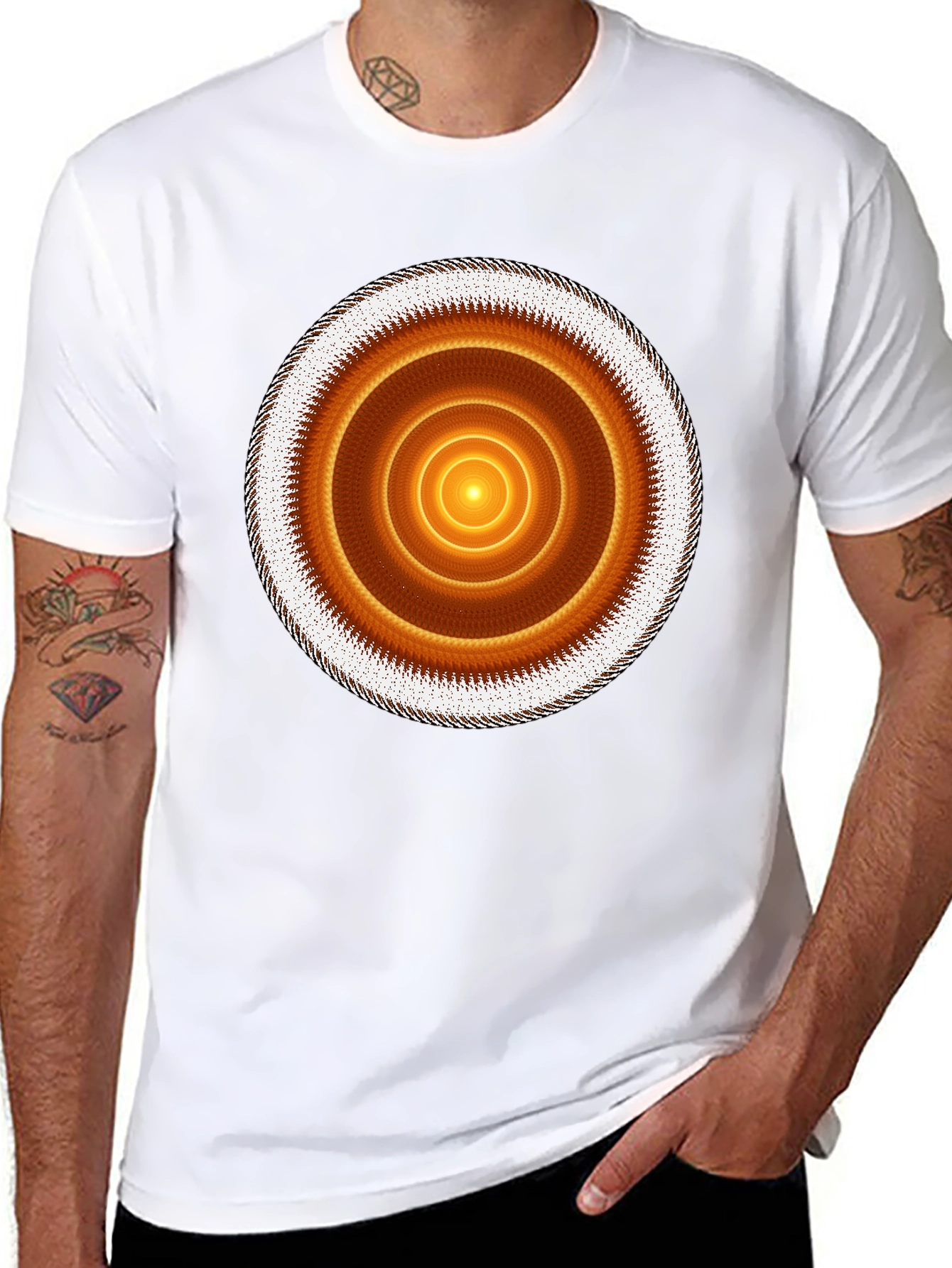 Geometric Circle Graphic Print Black T-Shirt