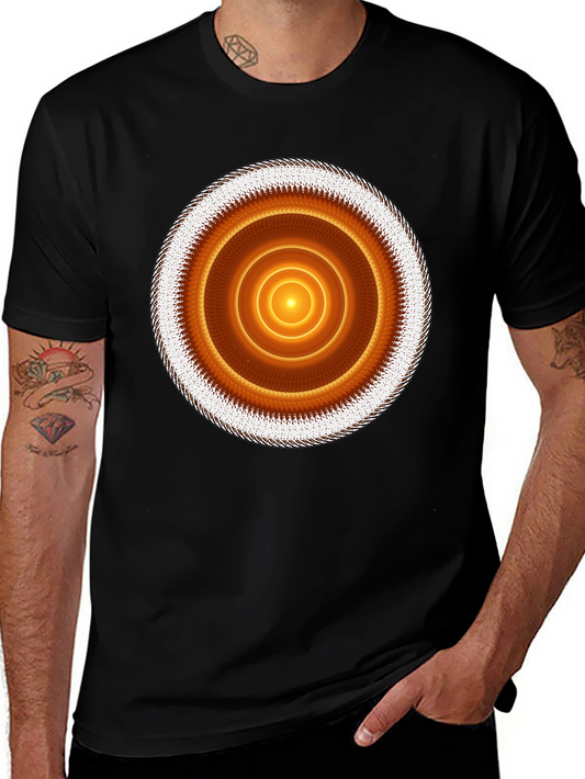 Geometric Circle Graphic Print Black T-Shirt