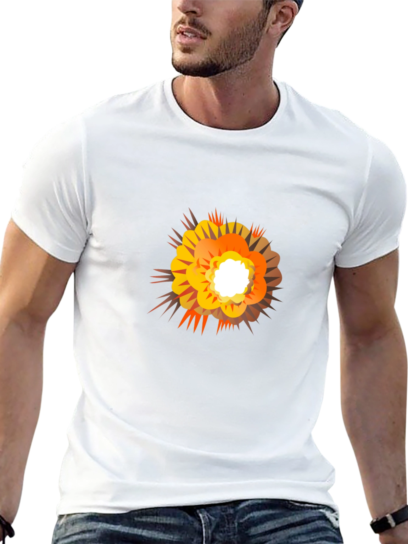 Explosion Graphic Print Black T-Shirt