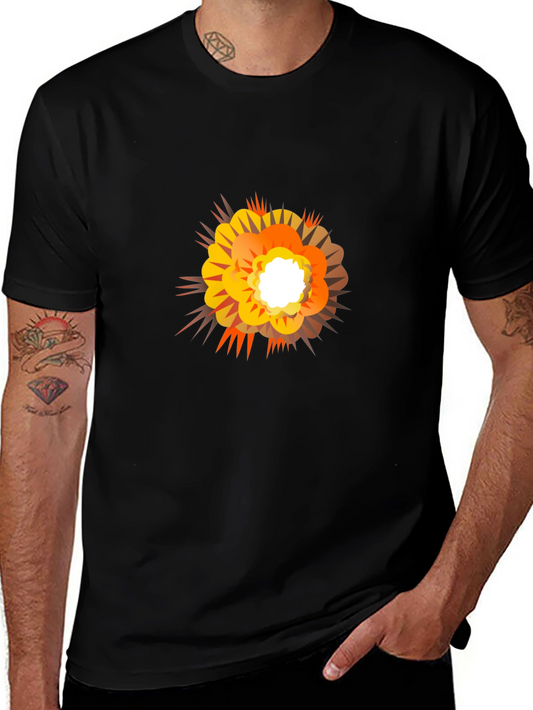 Explosion Graphic Print Black T-Shirt